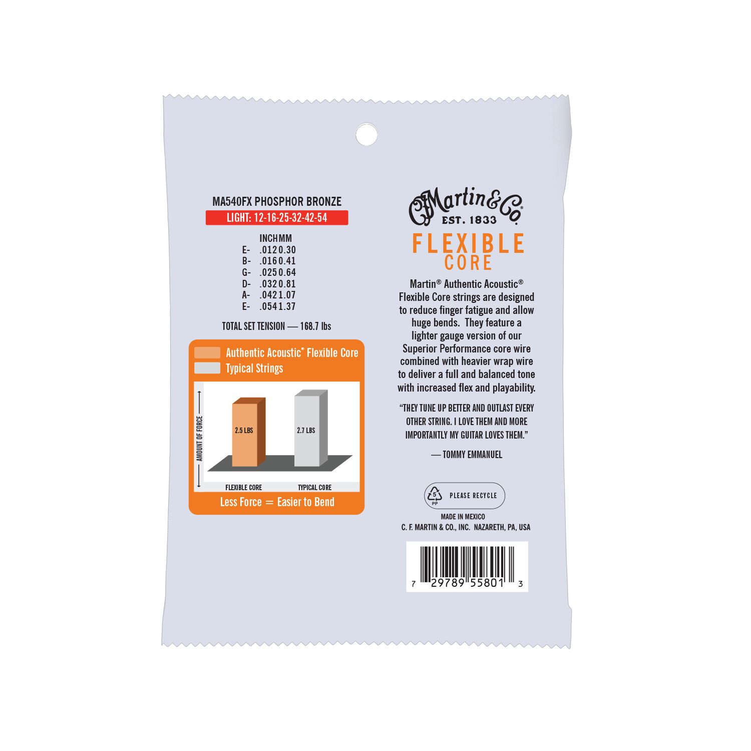 Authentic Acoustic Flexible Core Guitar Strings Phosphor Bronze Martin Guitar